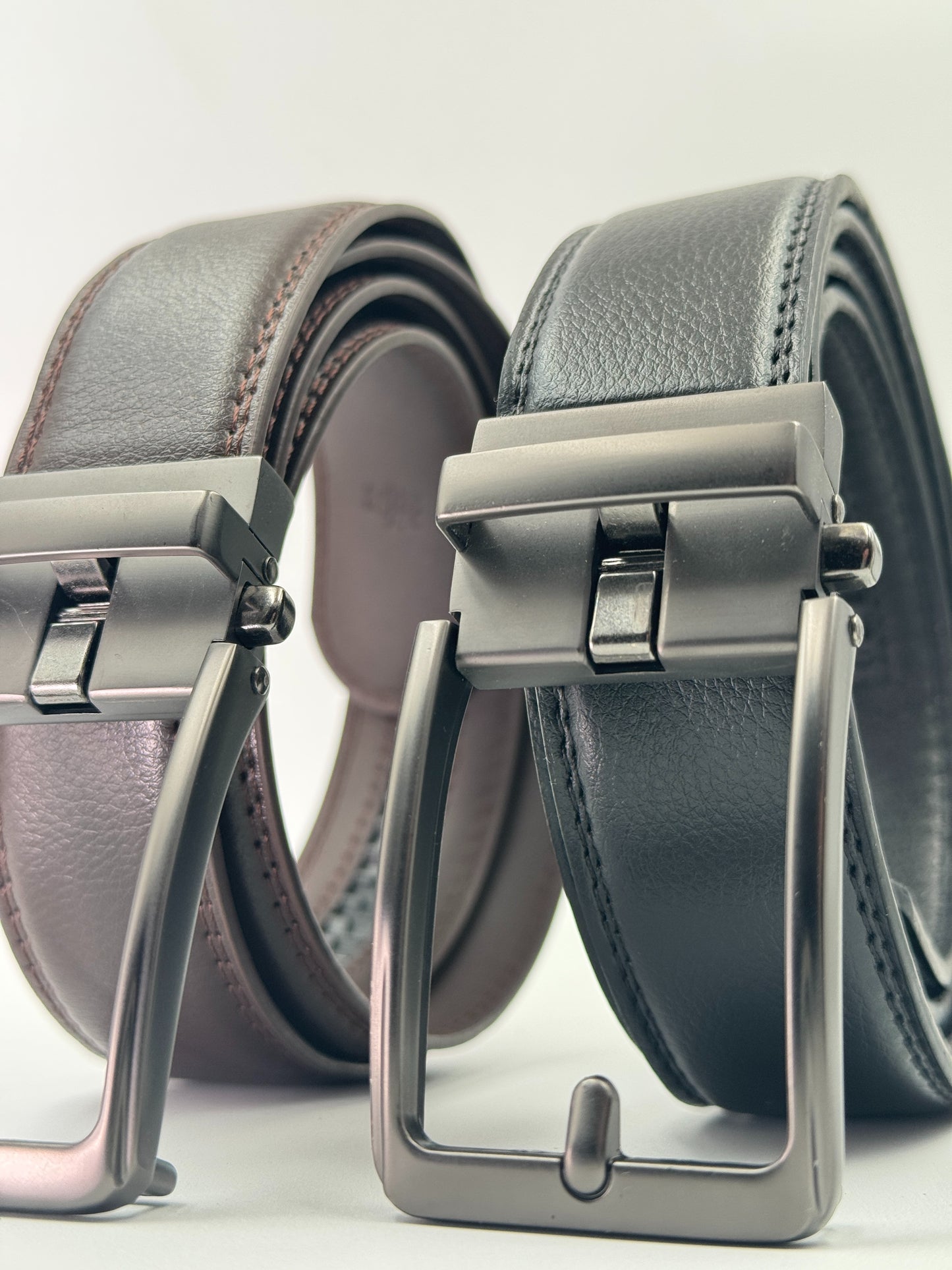 Pack Cinturones Automáticos Hombre – Formal Onyx Black + Brown | Elegancia Ejecutiva y Ajuste sin Hoyitos