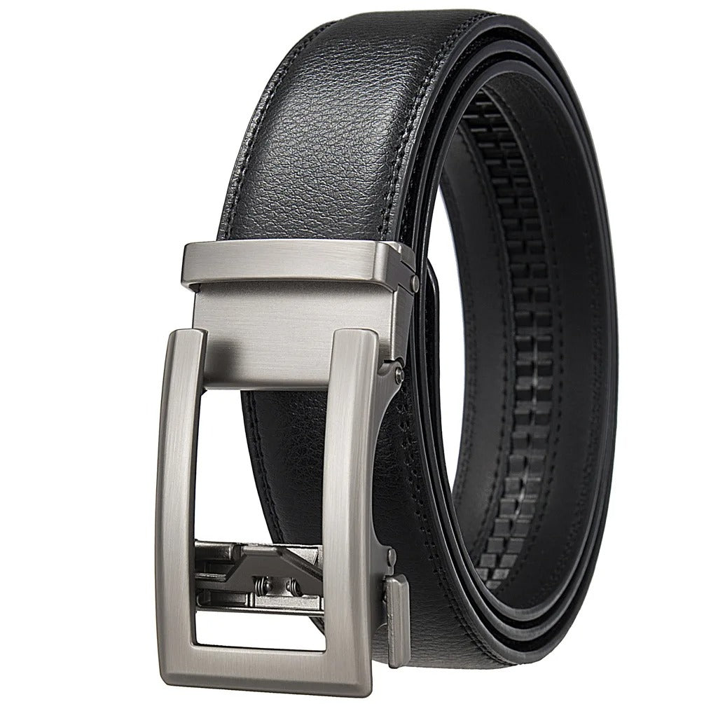 Cinturón OFFICE Black hebilla cuadrada plateada del pack – Solid Co Chile