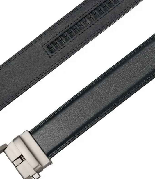 Cinturón Automático EXECUTIVE Silver/BLACK– Estilo Formal con Hebilla Plateada y Ajuste sin Hoyitos