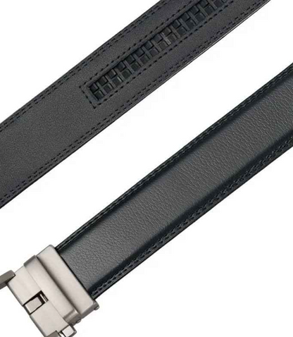 Cinturón Automático EXECUTIVE Silver/BLACK– Estilo Formal con Hebilla Plateada y Ajuste sin Hoyitos