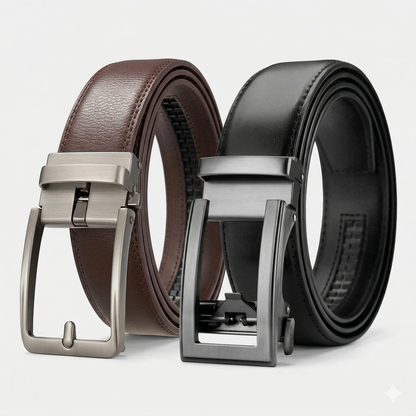 Pack Cinturones Automáticos Hombre – Formal OFFICE Black + ONYX Brown | Elegancia Ejecutiva y Ajuste sin Hoyitos