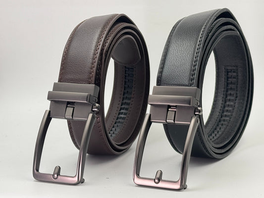 Pack Cinturones Automáticos Hombre – Formal Onyx Black + Brown | Elegancia Ejecutiva y Ajuste sin Hoyitos