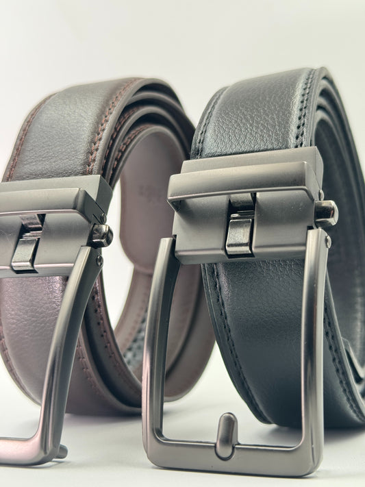 Pack Cinturones Automáticos Hombre – Formal Onyx Black + Brown | Elegancia Ejecutiva y Ajuste sin Hoyitos